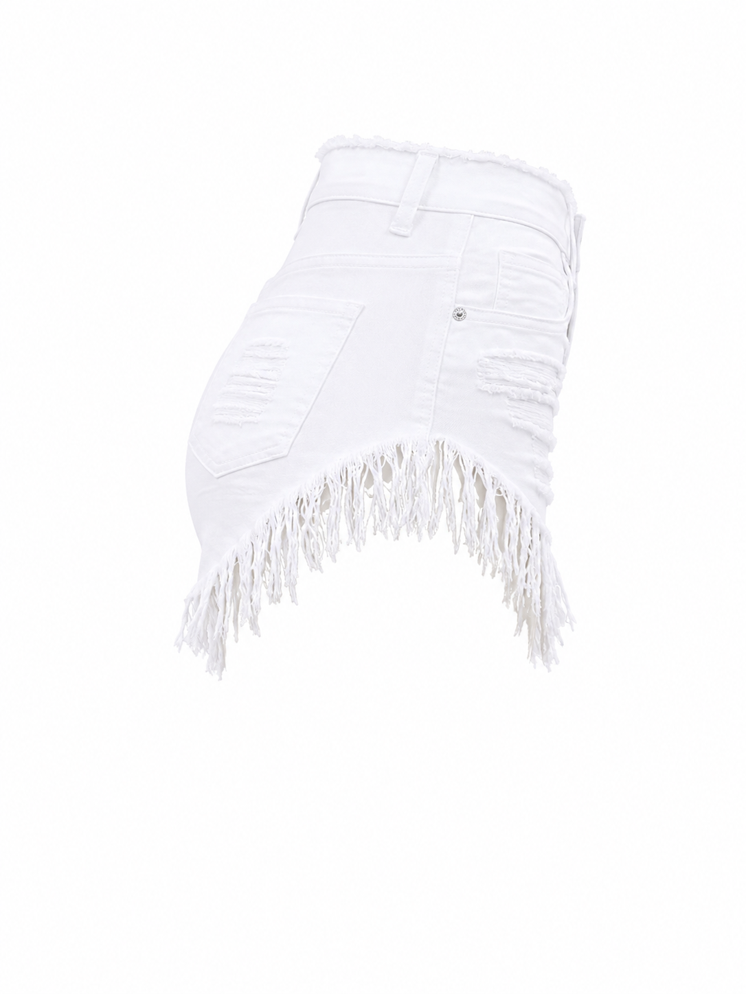 REDFOX WOMEN DISTRESSED FRINGE DENIM SHORTS