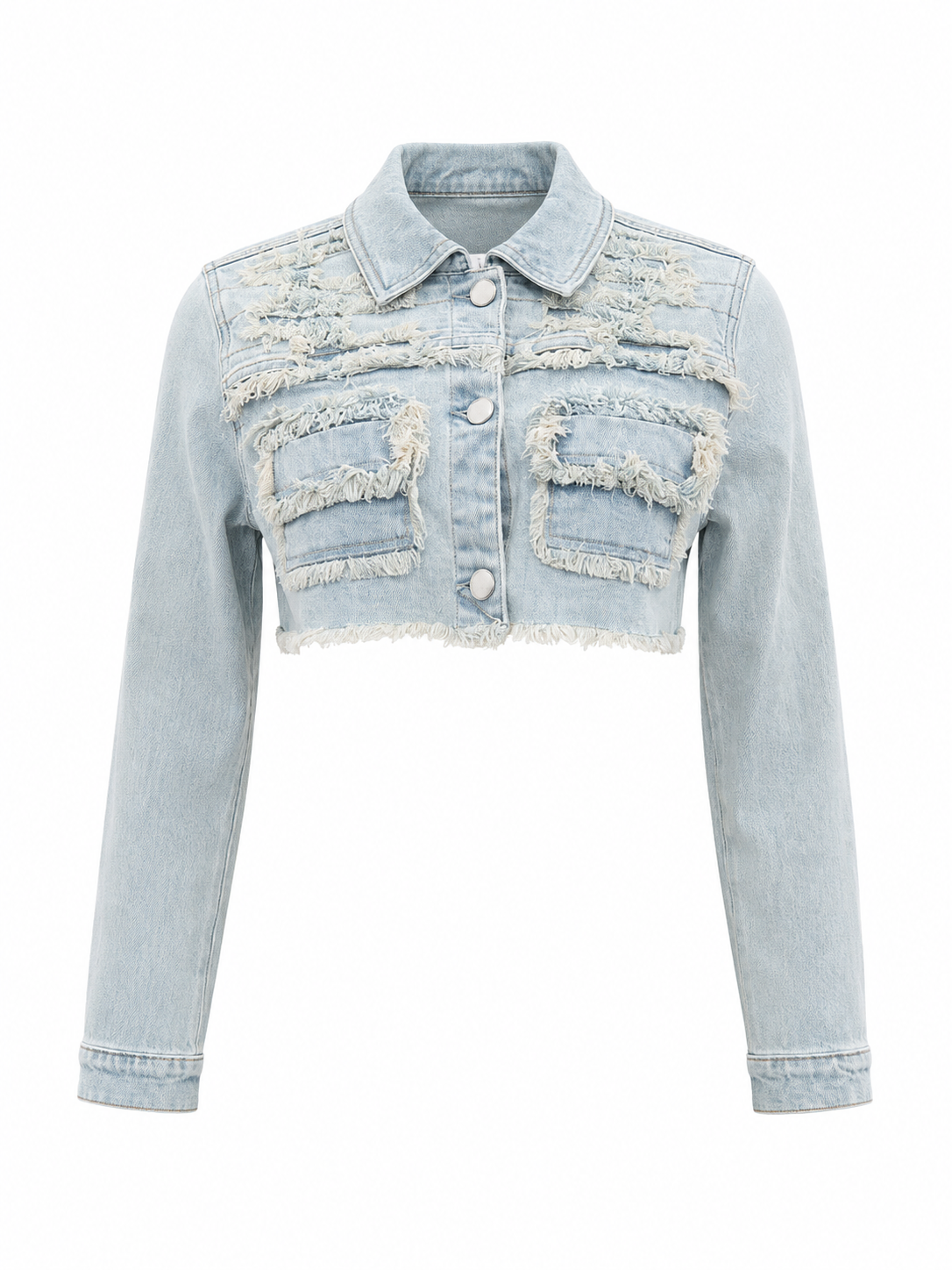 REDFOX WOMEN CROP DENIM FRAY JACKET