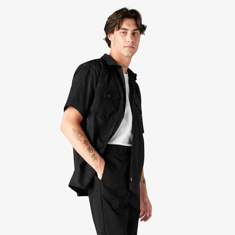 DICKIES MENS S/S WORK SHIRT (1574)-BLACK