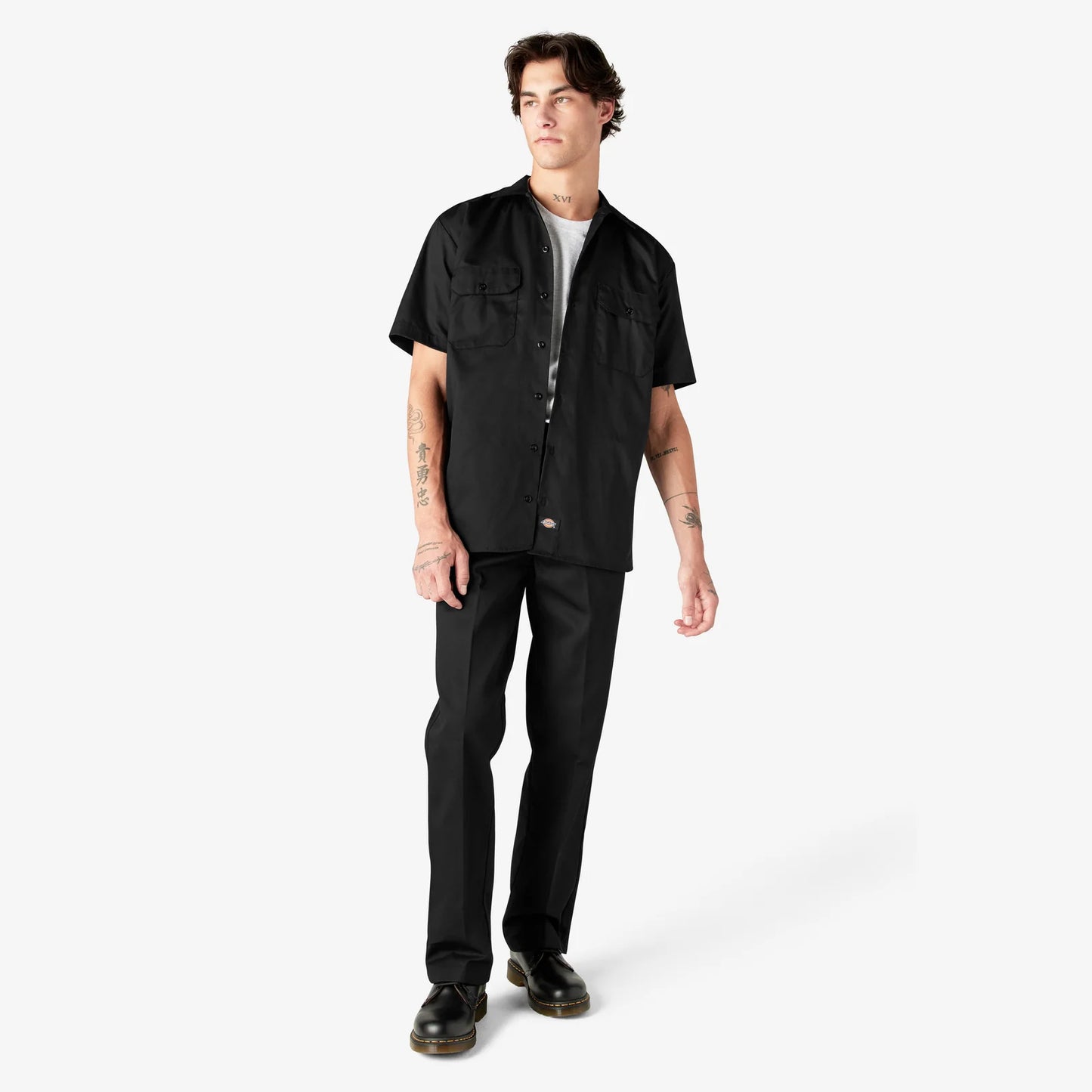 DICKIES MENS S/S WORK SHIRT (1574)-BLACK
