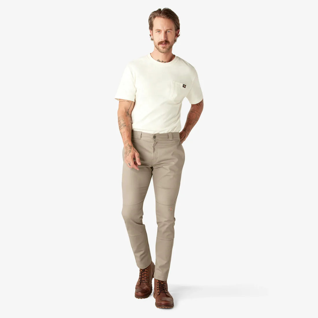 DICKIES MEN'S TWILL DOUBLE KNEE SKINNY FIT WORK PANTS (DWP811)