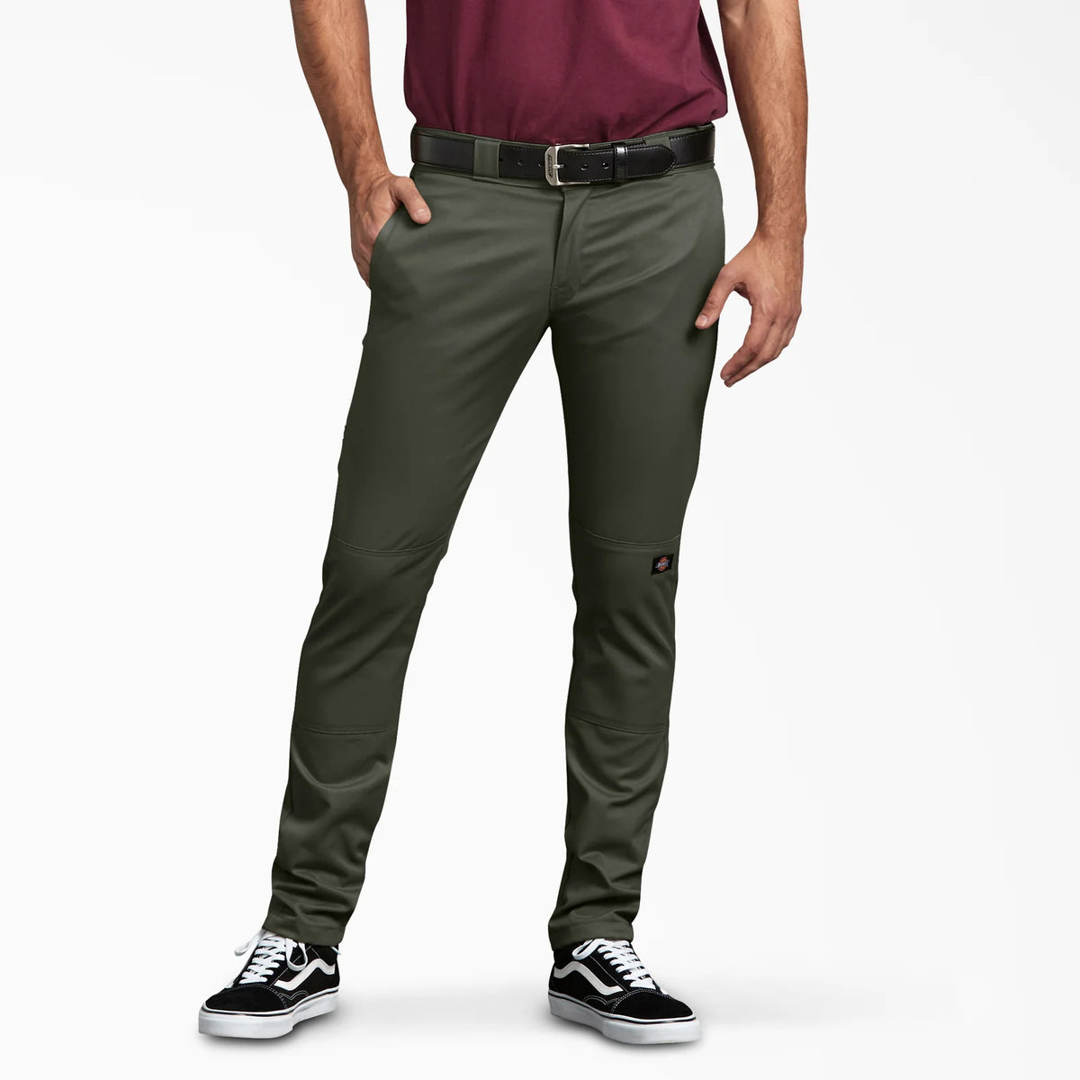 DICKIES MEN'S TWILL DOUBLE KNEE SKINNY FIT WORK PANTS (DWP811)