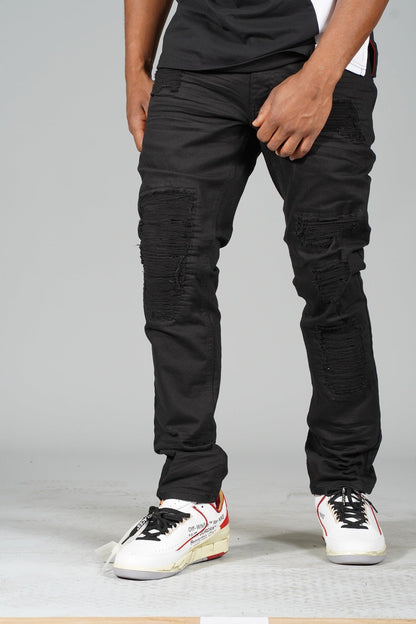 M1780 Makobi Pensacola Shredded Jeans -Black/Black