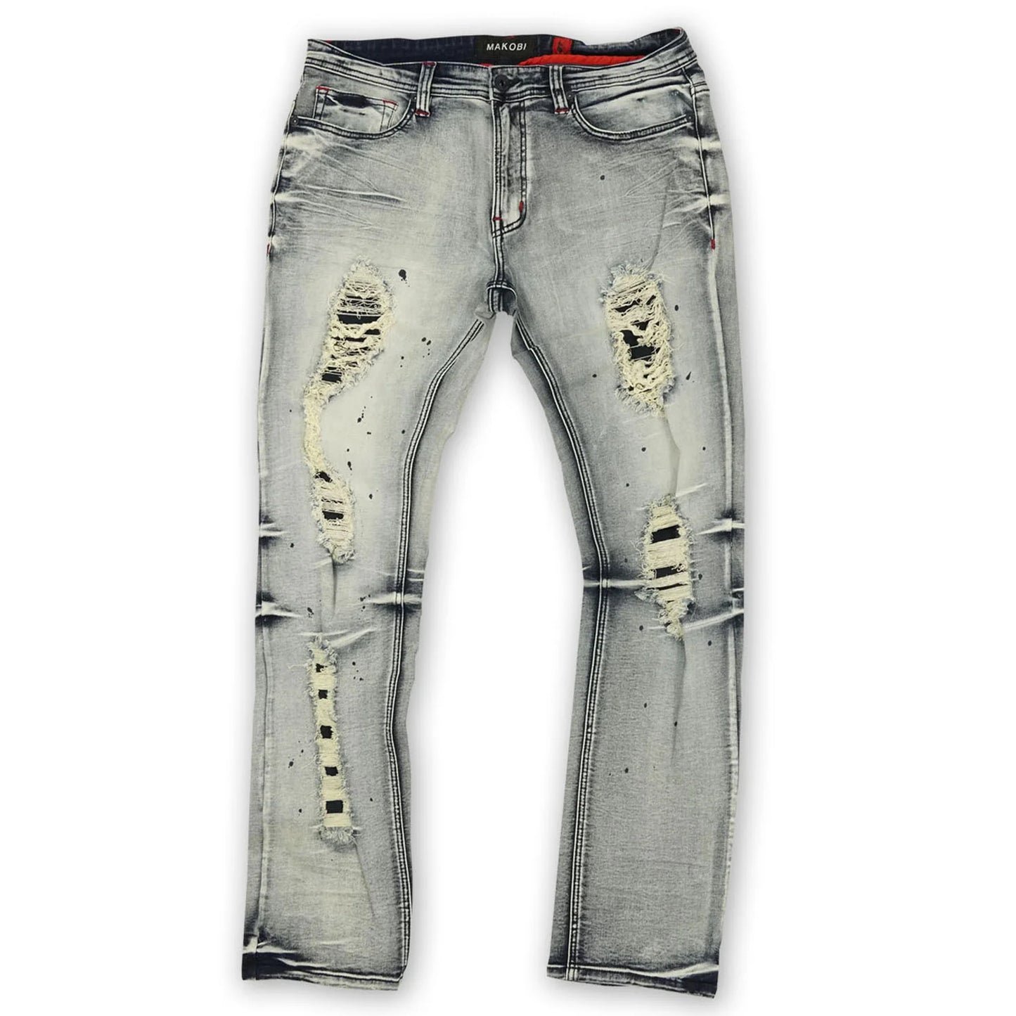 M1969 MAKOBI SHREDDED JEANS W/ UNDERLAY