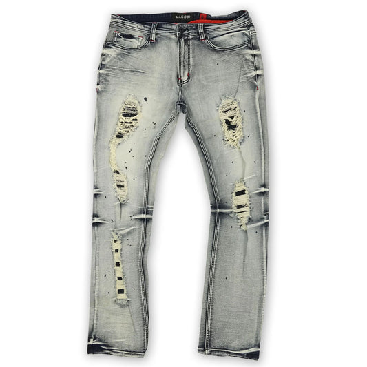 M1969 MAKOBI SHREDDED JEANS W/ UNDERLAY
