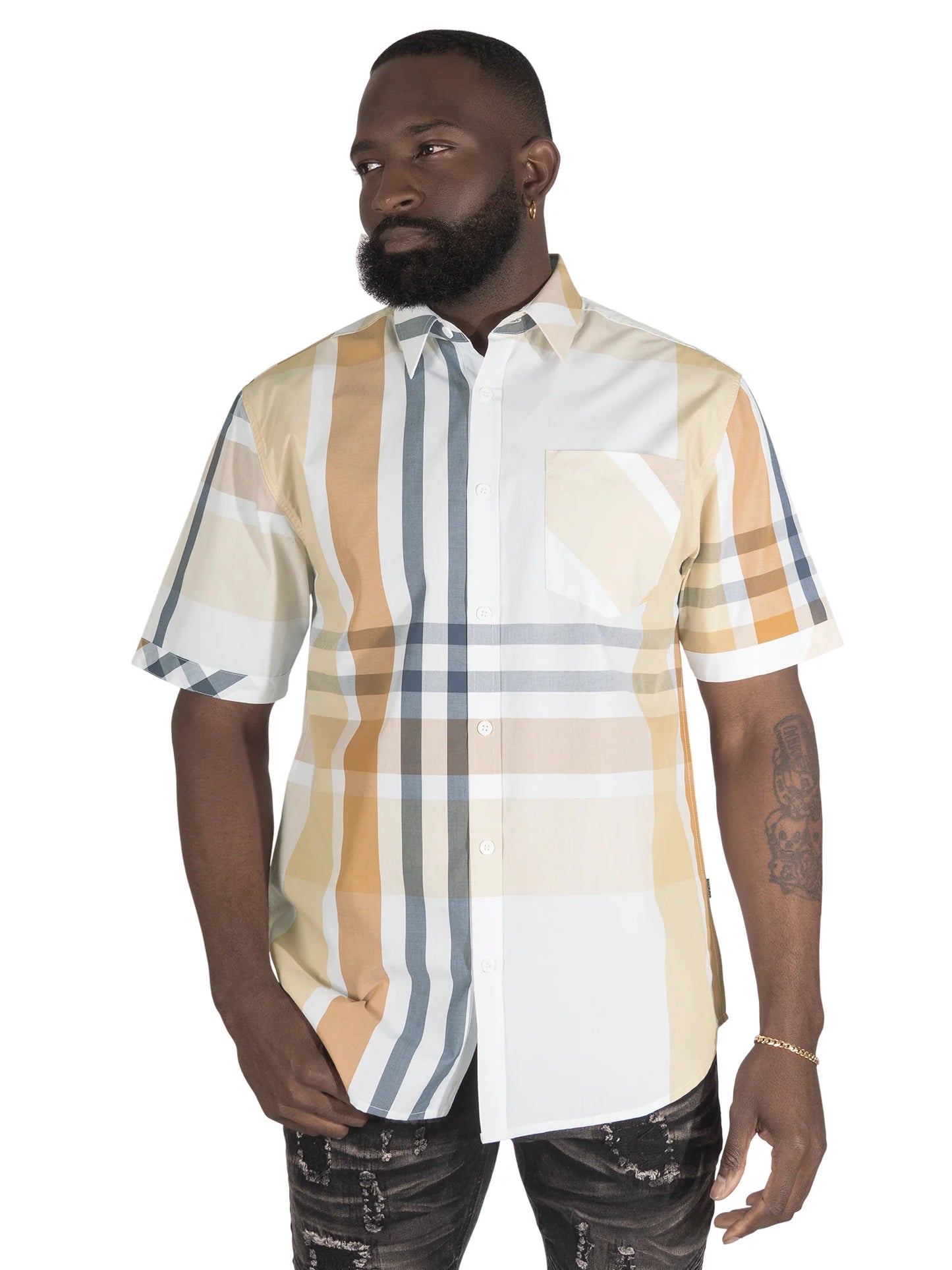 VENO  Robert Plaid Button-Down Shirt -(V842)