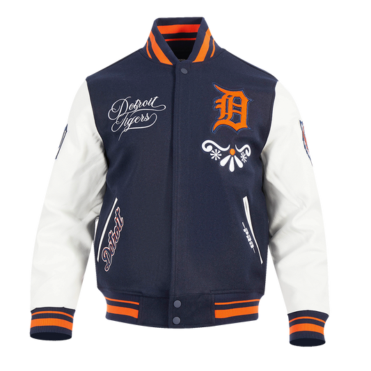 PRO STANDARD DETROIT TIGERS SUGAR SKULL M RIB WOOL VARSITY JACKET