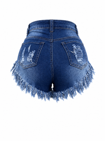 REDFOX WOMEN DISTRESSED FRAYED DENIM SHORTS