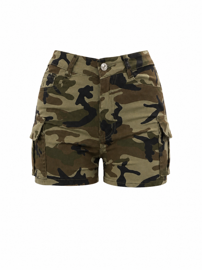 SHARP TRADING WOMEN CAMO CARGO SHORTS