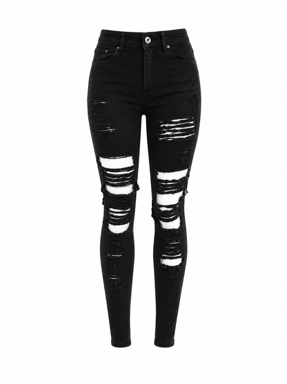 REDFOX WOMEN HIGH WAIST DISTRESSED JEANS