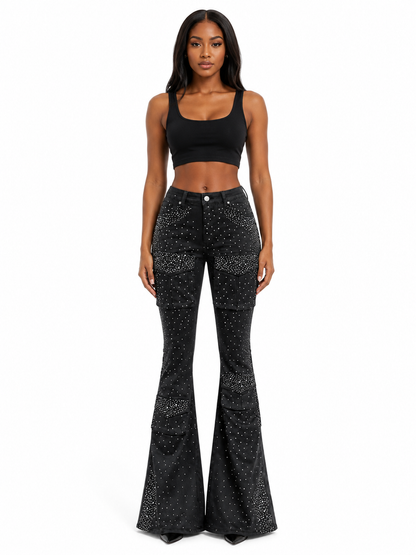 REDFOX DIAMOND PULEATHER CARGO STACKED PANTS