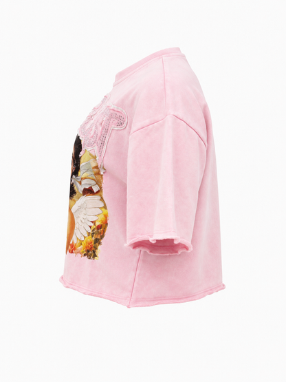 REDFOX WOMEN'S "JUST TRUST" FRENCH TERRY CROP TEE
