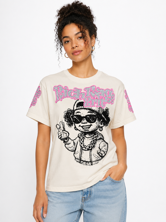 REDFOX WOMEN'S "RICH RAGE" GRAPHIC RHINESTONE TEE