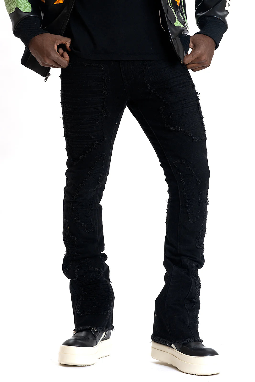 F1772 FROST BASEL DISTRESSED STACKED JEANS