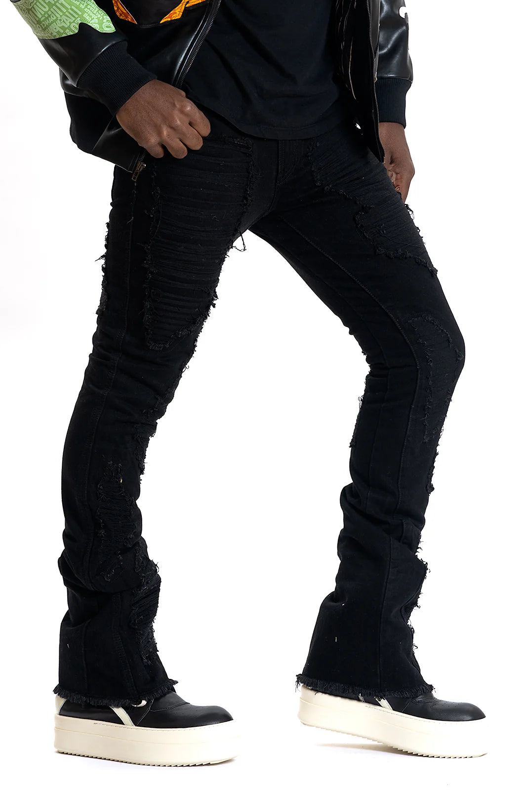 F1772 FROST BASEL DISTRESSED STACKED JEANS