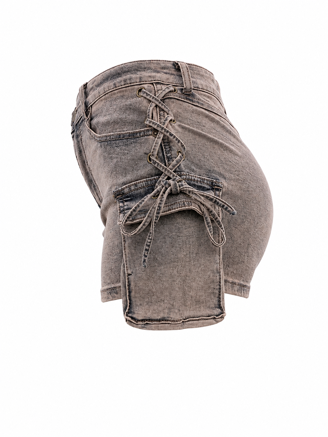 REDFOX WOMEN LACED UP CARGO DENIM SHORTS