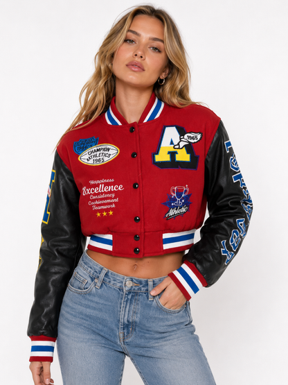 REDFOX WOMEN VARSITY JACKET W/PATCHES