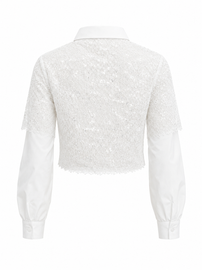 HOT & DELICIOUS WOMEN PURE ELEGANCE LACE COLLARED TOP