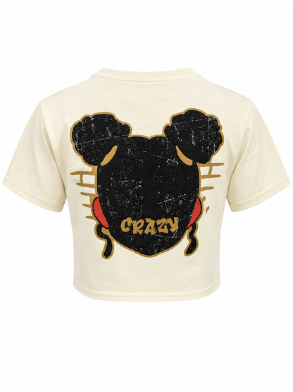 REDFOX WOMEN'S "CRAZY GIRL" CROP TEE