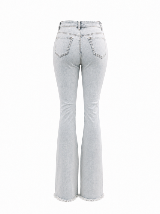 REDFOX WOMEN DISTRESSED PATCHWORK STACKED JEANS