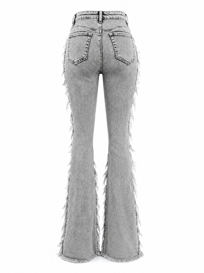 REDFOX WOMEN SUPER FRAYED DENIM STACKED JEANS