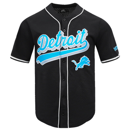 PRO STANDARD NFL DETROIT LIONS SCRIPT TAIL MEN'S MESH BUTTON DOWN SHIRT