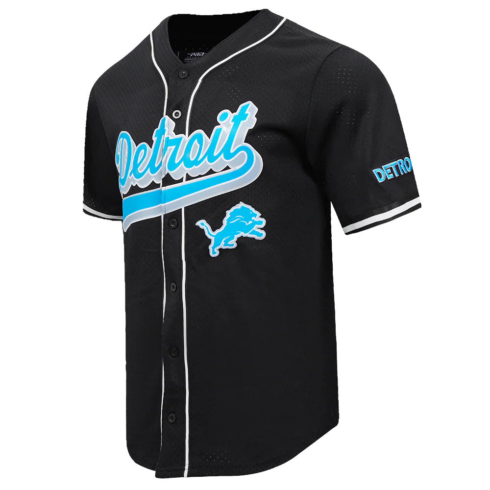 PRO STANDARD NFL DETROIT LIONS SCRIPT TAIL MEN'S MESH BUTTON DOWN SHIRT