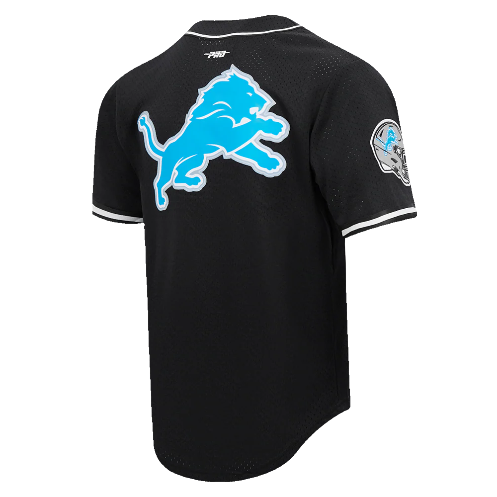 PRO STANDARD NFL DETROIT LIONS SCRIPT TAIL MEN'S MESH BUTTON DOWN SHIRT