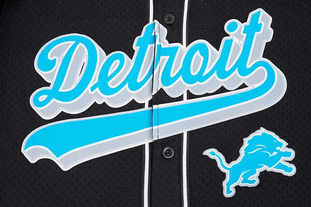 PRO STANDARD NFL DETROIT LIONS SCRIPT TAIL MEN'S MESH BUTTON DOWN SHIRT
