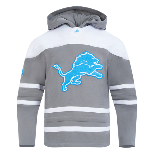 PRO STANDARD DETROIT LION CLASSIC FLC CB PO HOODIE, GRAY/WHITE