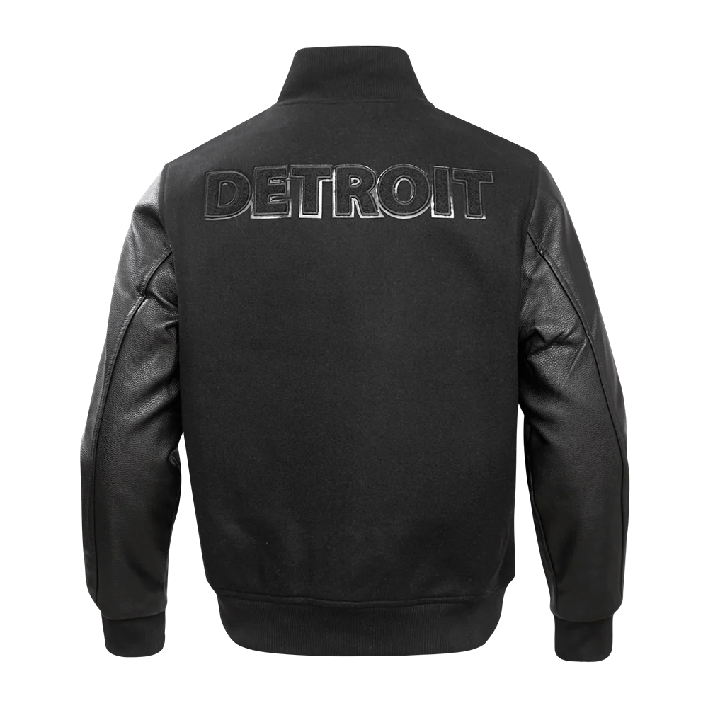 PRO STANDARD-DETROIT LIONS TRIPLE BLACK WOOL VARSITY JACKET