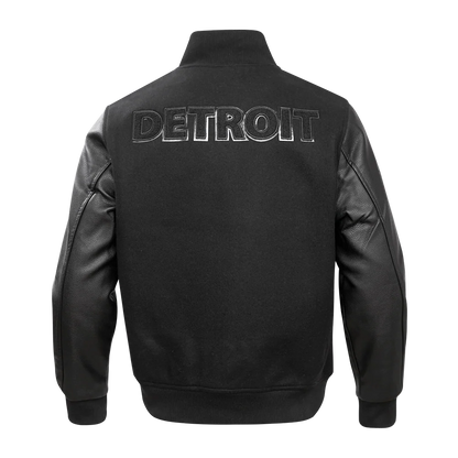 PRO STANDARD-DETROIT LIONS TRIPLE BLACK WOOL VARSITY JACKET