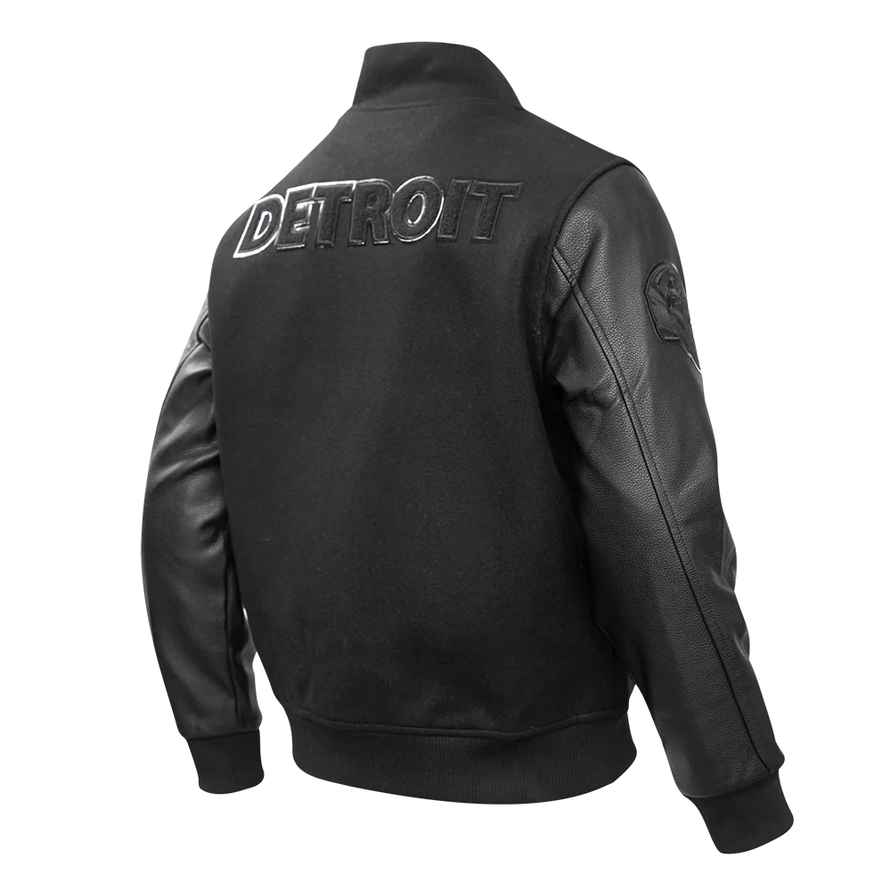 PRO STANDARD-DETROIT LIONS TRIPLE BLACK WOOL VARSITY JACKET
