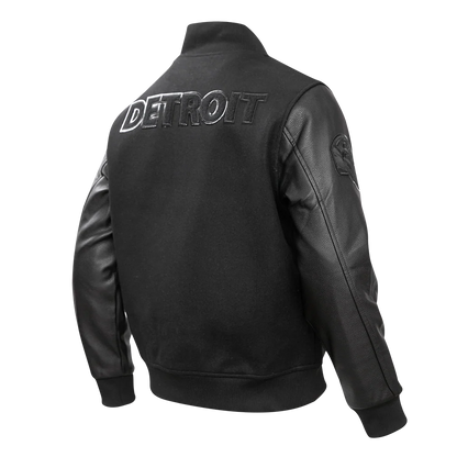 PRO STANDARD-DETROIT LIONS TRIPLE BLACK WOOL VARSITY JACKET