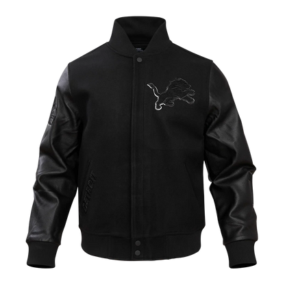 PRO STANDARD-DETROIT LIONS TRIPLE BLACK WOOL VARSITY JACKET