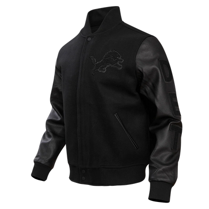 PRO STANDARD-DETROIT LIONS TRIPLE BLACK WOOL VARSITY JACKET