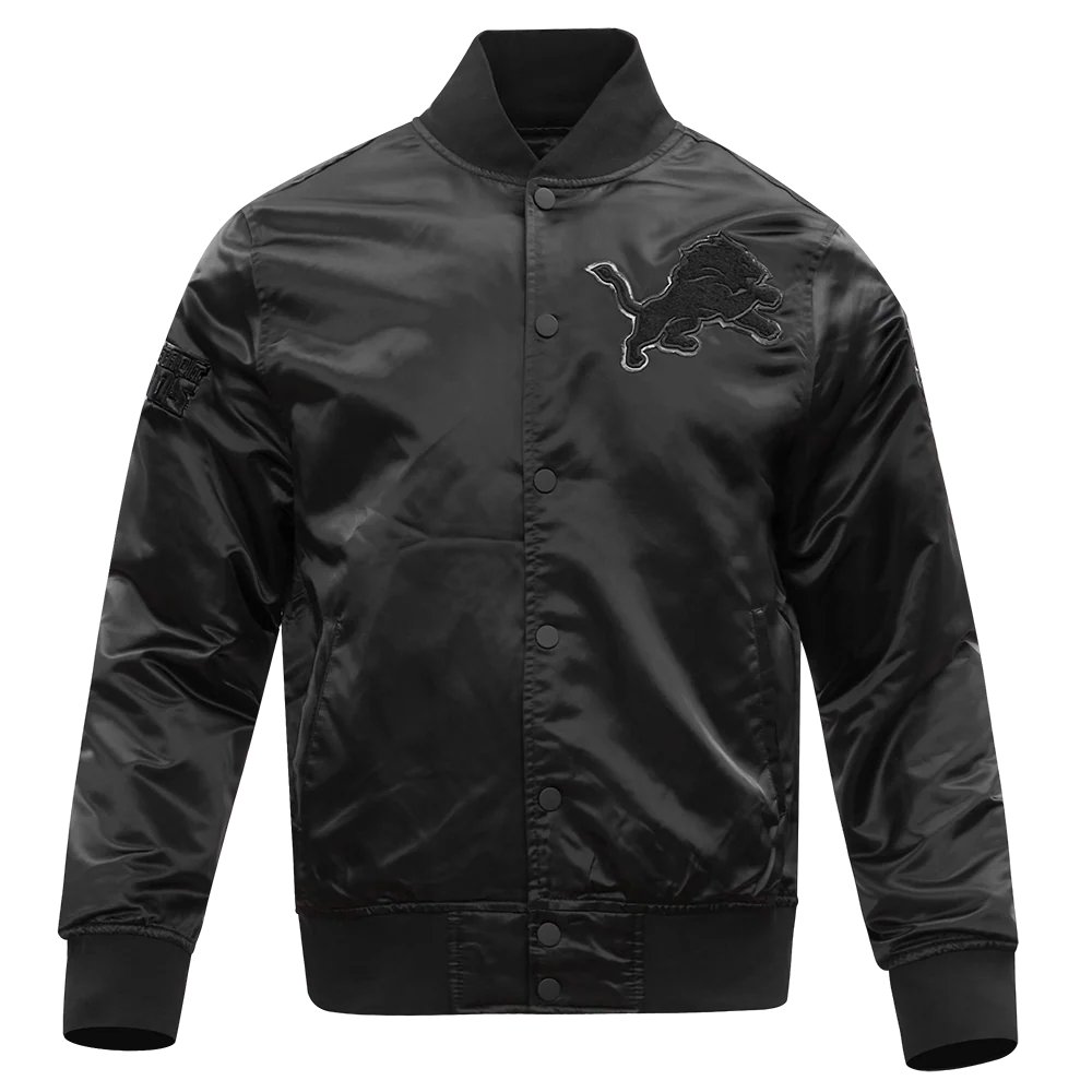 PRO STANDARD DETROIT LIONS TRIPLE BLACK SATIN JACKET