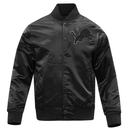 PRO STANDARD DETROIT LIONS TRIPLE BLACK SATIN JACKET