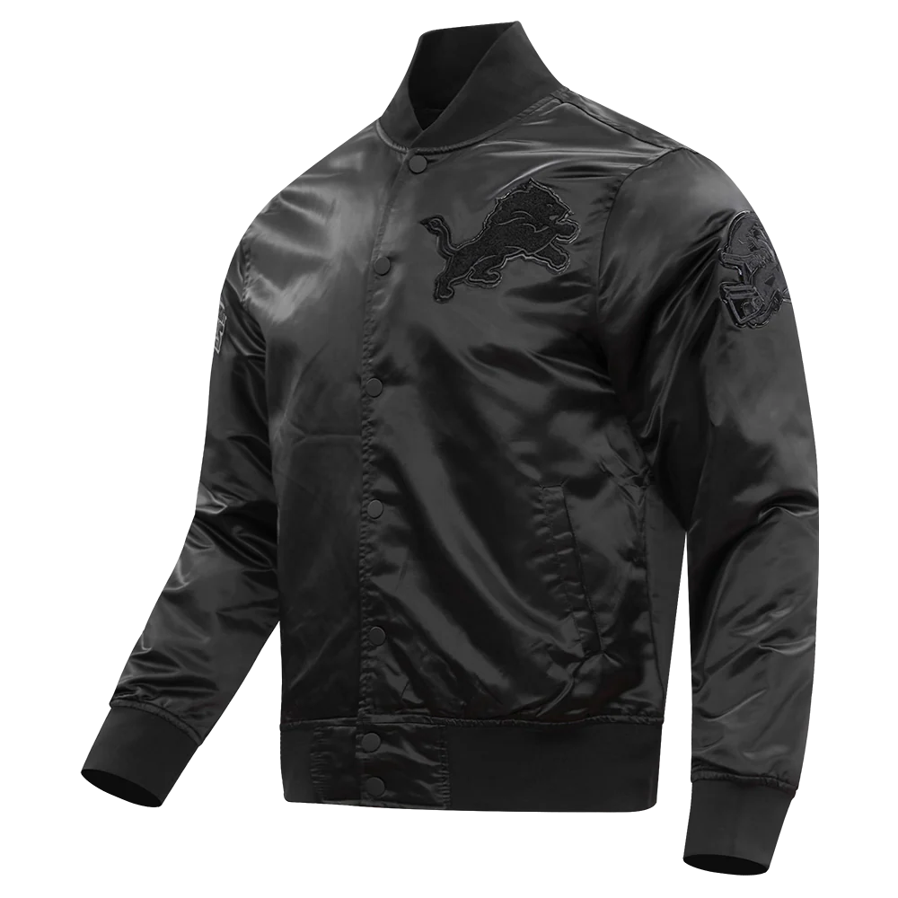 PRO STANDARD DETROIT LIONS TRIPLE BLACK SATIN JACKET