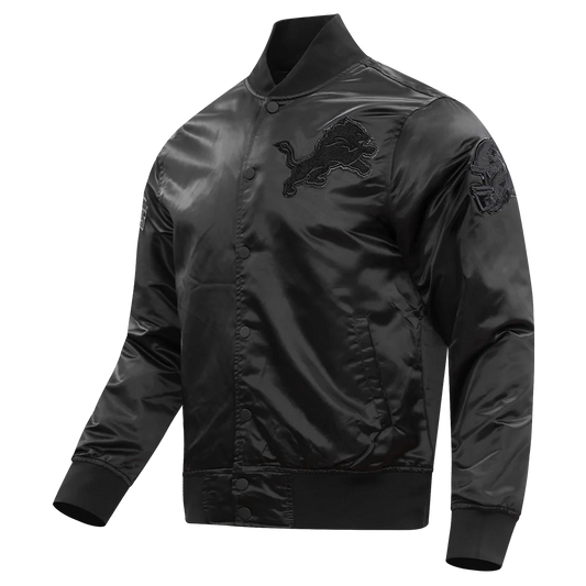 PRO STANDARD DETROIT LIONS TRIPLE BLACK SATIN JACKET