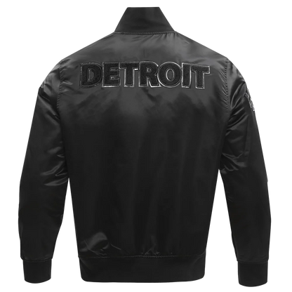 PRO STANDARD DETROIT LIONS TRIPLE BLACK SATIN JACKET