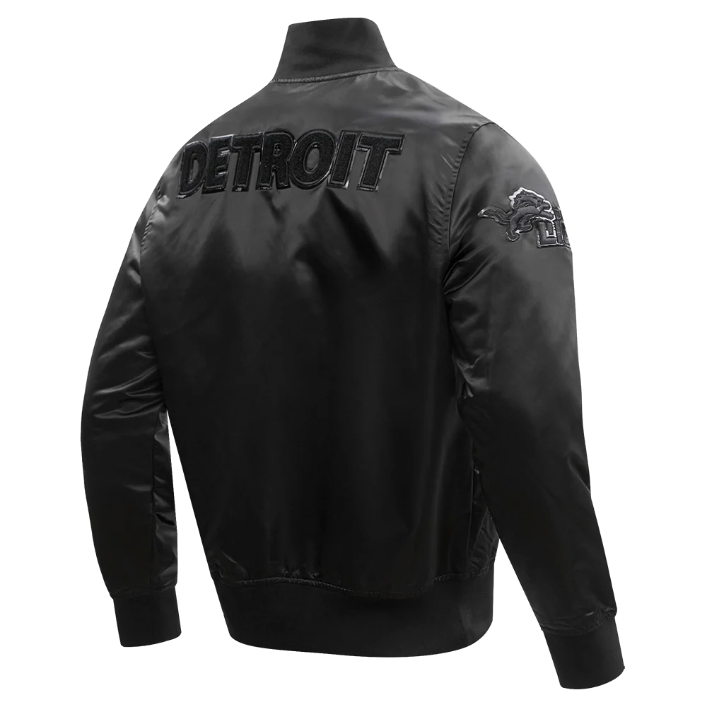 PRO STANDARD DETROIT LIONS TRIPLE BLACK SATIN JACKET