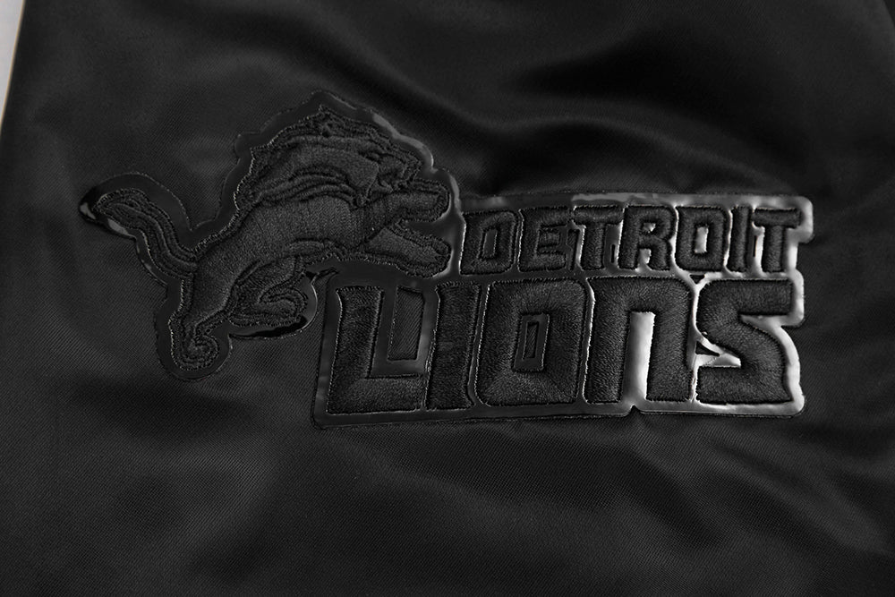 PRO STANDARD DETROIT LIONS TRIPLE BLACK SATIN JACKET