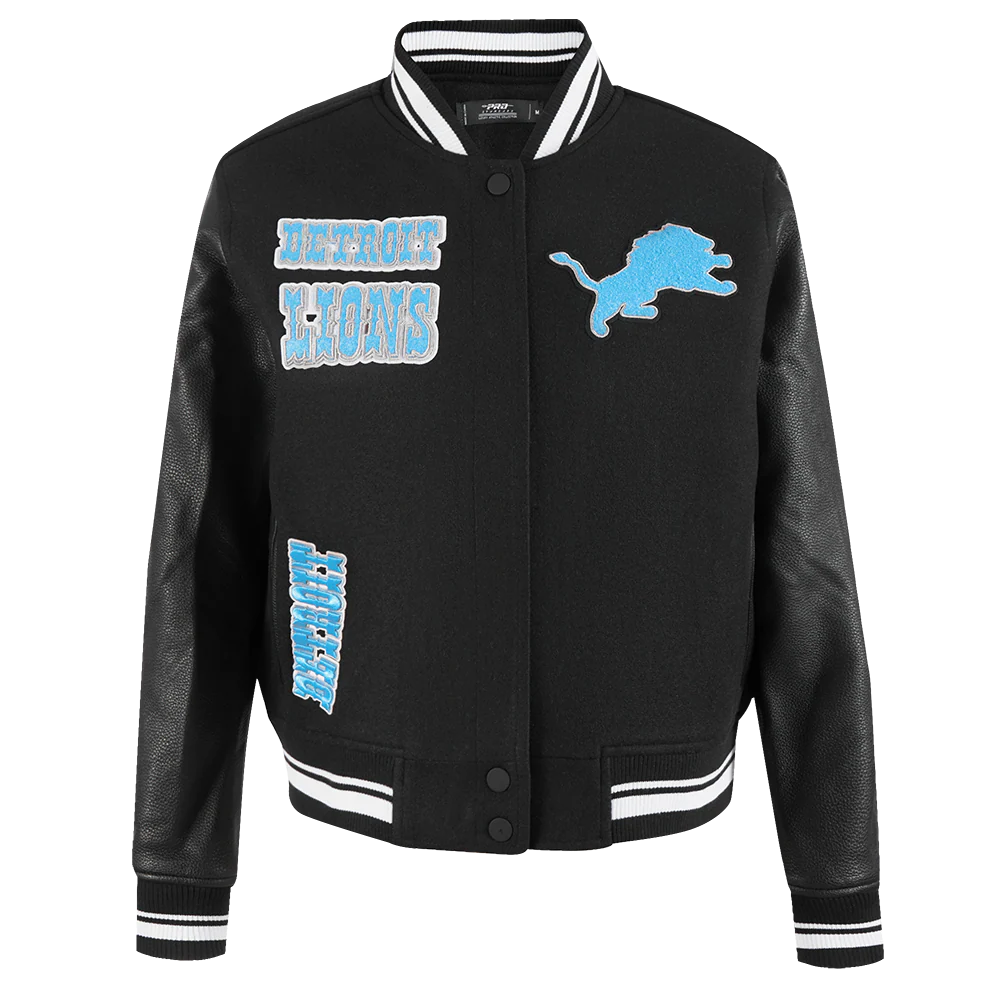 PRO STANDARD NFL DETROIT LIONS RETRO CLASSIC WOMEN'S RIB WOOL VARSITY JACKET