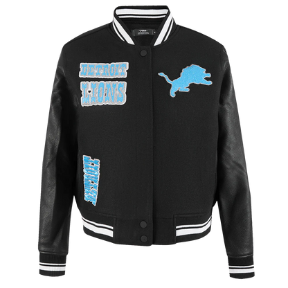 PRO STANDARD NFL DETROIT LIONS RETRO CLASSIC WOMEN'S RIB WOOL VARSITY JACKET