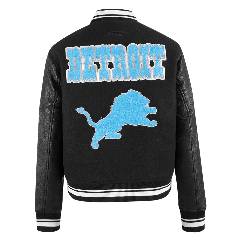 PRO STANDARD NFL DETROIT LIONS RETRO CLASSIC WOMEN'S RIB WOOL VARSITY JACKET
