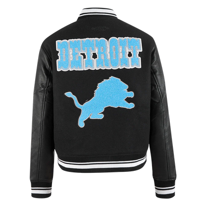 PRO STANDARD NFL DETROIT LIONS RETRO CLASSIC WOMEN'S RIB WOOL VARSITY JACKET