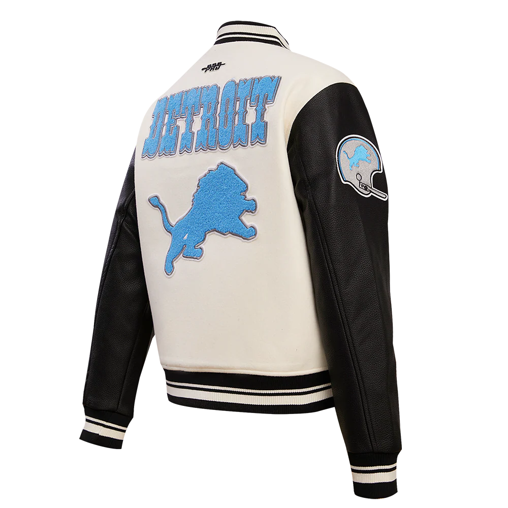 PRO STANDARD NFL DETROIT LIONS RETRO CLASSIC WOMEN'S RIB WOOL VARSITY JACKET