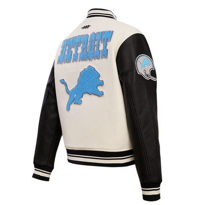 PRO STANDARD NFL DETROIT LIONS RETRO CLASSIC WOMEN'S RIB WOOL VARSITY JACKET