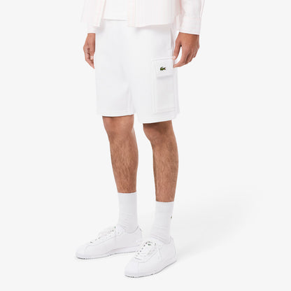 LACOSTE Men's Cotton Fleece Cargo Shorts Men-White-GH9743-51